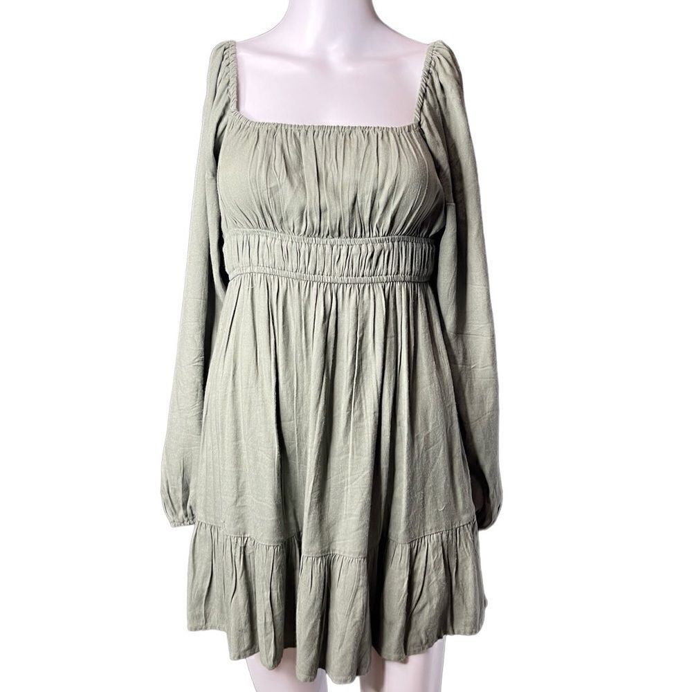 Forever 21 Long Sleeve Baby Doll Mini Skirt Green Size Small